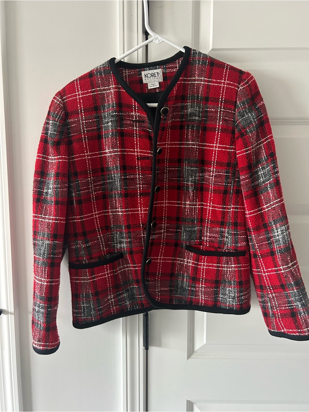 Koret Red Black Plaid Tweed Blazer